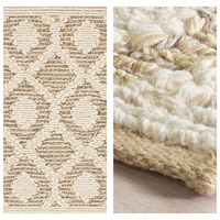 Tapis rectangulaire de luxe brodé en jute tressé, tissé à la main, tufté, antidérapant et réversible pour salon, pique-nique et maison