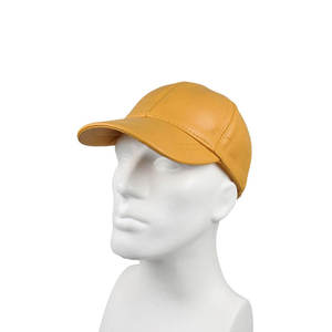 Gorra de Béisbol Casual Unisex de 6 Paneles de Cuero PU Amarillo Winton Impex con Cierre de Hebilla Plateada y Diseño de Letras para Uso en Exteriores - Product Image 3
