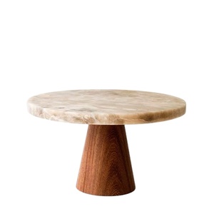 New Arrival Marble Top Cake Stand Wooden Base Luxury Dessert Display Pedestal Tray Premium <b>Kitchen</b> <b>Decor</b> <b>Item</b> - Product Image 1