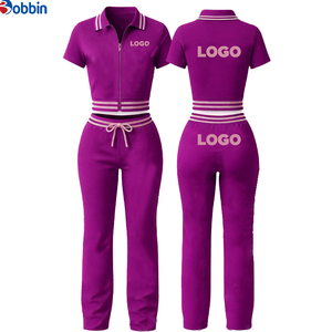 เสื้อโปโลคุณภาพสูงพร้อมซิป กางเกงขาสั้นและกางเกงขายาว ชุดเซ็ต 2 ชิ้นสำหรับผู้หญิง รับผลิตเสื้อผ้าพร้อมปักโลโก้ตามแบบ - Product Image 5