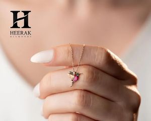 Colorful Hummingbird Pendant Necklace Ruby Emerald <b>Crystal</b> <b>Animal</b> Charm Chain Necklace for Women - Product Image 1