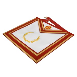 Delantal de Capítulo Royal Arch de Terciopelo Rojo con Emblema y Trenza Bordados en Oro, Vestimenta Ceremonial Profesional con Ajuste Cómodo - Product Image 5
