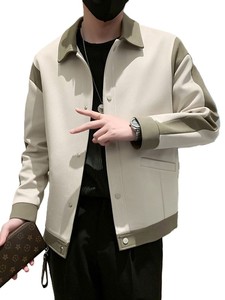 Chaqueta Bomber OEM para Hombre, Color Negro y Blanco, Cuello Camisero, Casual, Invierno, Impermeable, Reversible, Mezcla de Poliéster y Algodón - Product Image 4