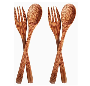 Juego de tenedor y cuchara de madera maciza altamente pulida, ecológico, apto para lavavajillas, para pasta, fideos y postres, al por mayor - Product Image 4