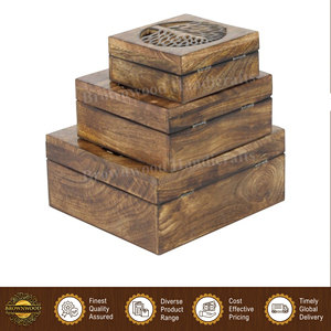สินค้ามาใหม่ คุณภาพเยี่ยม ขายดีที่สุด กล่องไม้มะม่วงตกแต่งทำมือ 100% งานเผาธรรมชาติ ราคาสุดคุ้ม - Product Image 4