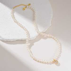Gold Filled Freshwater Pearl Necklace 15 Inch Round CZ Pendant Pearl <b>Choker</b> Dainty Elegant Minimalist Jewelry Gift NL089 - Product Image 1