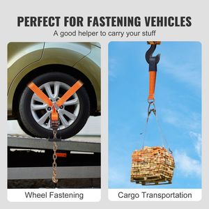 Ancoraggi a catena per auto stile lasso da 2 pollici, cinghie per pneumatici da 120 pollici, carico di esercizio 5865 libbre, resistenza alla rottura 11023 libbre, ancoraggio a H durevole - Product Image 3