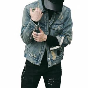 Chaqueta Vaquera Personalizada de Estilo Urbano, Forro Acolchado de Sarga de Algodón, Cierre Frontal con Botones, Lavado de Lona, Chaqueta Vaquera Ligera para Hombre para Invierno - Product Image 4