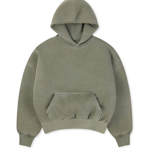 High Quality Cotton Blended <b>Pullover</b> Breathable Hoodies for <b>Men</b> 500GSM Heavyweight Oversized Boxy Fit Cropped Hoodie <b>Men</b> - Product Image 1