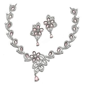 Silver Plated Flower <b>Crystal</b> <b>Earrings</b> Set Women Romantic Wedding Jewelry Alloy Rhinestone Pear Cut <b>Stud</b> Drop <b>Earrings</b> - Product Image 4