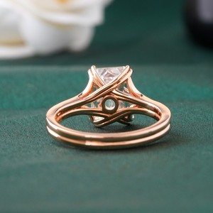 14K Gold Solitaire Engagement <b>Ring</b> 3.02 CT Lab Grown Marquise Cut Emerald Cut Diamond VVS1 Clarity Bezel Bridal Wedding <b>Ring</b> - Product Image 5