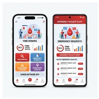 Application de don de sang RoyalCraft Enterprise : Trouvez des donneurs, localisateur de banques de sang, alertes d'urgence pour iOS/Android/Linux/Mac