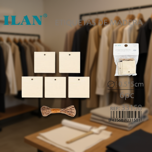 Etichette in legno Iln 5x0,5 cm con spago di juta 6 pezzi per etichettatura di indumenti - Product Image 2