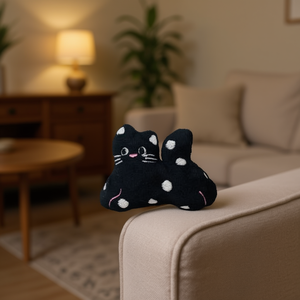 Ilan Decorative <b>Cat</b> Ornament 5x6cm Black With White Dots Home Decor - Product Image 2