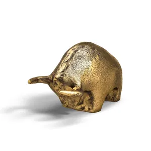 Escultura Metálica Decorativa Premium, Pieza Elegante para Decoración de Hogar Moderno y Lujoso, Figura de Toro en Bronce Chapado en Oro - Product Image 3