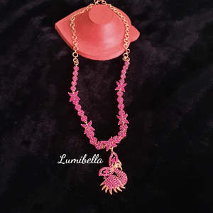 18K Gold Plated Stainless Steel Opal and <b>Ruby</b> Zircon Peacock <b>Necklace</b> - Product Image 1