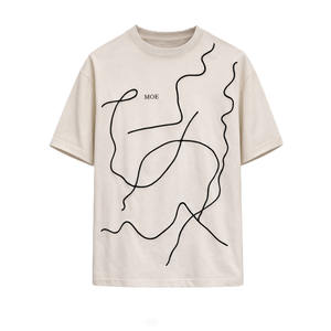 Camiseta Extra Grande para Hombre, 240GSM, 100% Algodón, Diseño Abstracto con Apliques, Estilo Hip Hop, Fabricante OEM Personalizado - Product Image 2