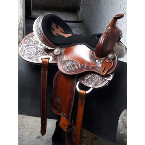 Selle de cheval de course western en cuir de luxe, durable, confortable, travaillée à la main, couleur personnalisée, taille complète, quincaillerie SUS304 - Product Image 2
