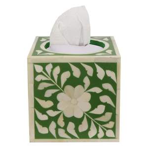Boîte à mouchoirs moderne en résine avec incrustation d'os artisanale et finition en résine pour une esthétique intérieure raffinée - Product Image 5
