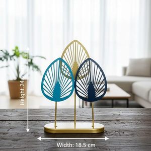 Decoración moderna de hojas metálicas en azul, dorado y azul marino para exhibir sobre la mesa - Product Image 5