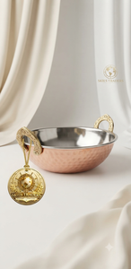 Hammered <b>Silver</b> <b>Bowl</b> With Gold Floral Butterfly Handles Premium Food Warmers And Casseroles Wholesale Tableware - Product Image 2
