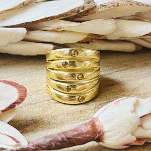 Luxury Style <b>Citrine</b> <b>Ring</b> Boho Multi Layer <b>Rings</b> Brass Jewelry Womens 18k Gold Plated Minimalist Band <b>Ring</b> For Wholesale/OEM/ODM - Product Image 1