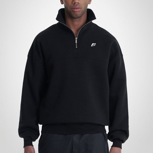 Custom Oversized Half Zip Pullover Heavyweight Hoodies <b>Thick</b> <b>Fleece</b> Sweatshirt Premium Cotton 380G 400G Streetwear OEM Supplier - Product Image 2