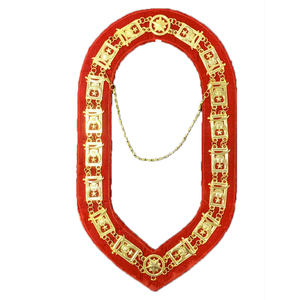 Collier maçonnique en gros de haute qualité en coton et métallique brodé avec chaîne décorative en métal, design personnalisé, accessoire pour homme - Product Image 1