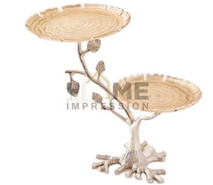 Creative Metal Tree Stand 2-Tier Luxury Plates Eco-Friendly Dessert Decor HOME IMPRESSION HI-2030 Multifunction Serving Cake - Product Image 1