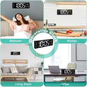 Orologio da parete con telecomando digitale da 15,7 pollici con luminosità di livello 3 impostazioni di allarme 12/calendario della temperatura di temporizzazione in formato 24 ore - Product Image 2