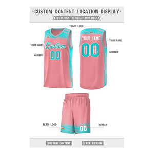 Custom Pink Basketball Jersey Set Sublimated V-Neck Sleeveless Breathable <b>Mesh</b> 100% Polyester Unisex Adult and Youth - Product Image 2