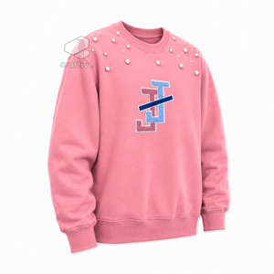แจ็คแอนด์จิลออฟอเมริกาเสื้อสเวตเชิ้ตประดับมุกสำหรับผู้หญิง ปักตัวอักษรกรีก คอกลม แขนยาว เสื้อสวมหัวลำลอง - Product Image 2