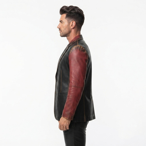 Men Fashion <b>Leather</b> <b>Blazer</b> with Button Men Pockets <b>Leather</b> <b>Blazer</b> <b>Jacket</b> Mens <b>Leather</b> Office Wear <b>Blazer</b> Coat - Product Image 3
