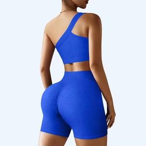 Ensemble de yoga 3 pièces personnalisé 2026 pour femme : haut court sans bretelles, short taille haute, séchage rapide, respirant, tenue de sport avec détails sur le devant de la taille - Product Image 6