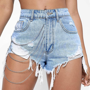 Fashion Streetwear Breathable <b>Button</b> <b>Fly</b> Ladies Mid Waist Denim Shorts Sexy for <b>Women</b> - Product Image 2