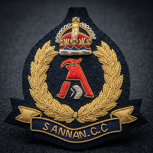 High Quality Custom Embroidered Lace Cap Badge with Crown and Laurel Wreath <b>Sew</b>-On Fabric Patch for Uniform Garment - Product Image 1