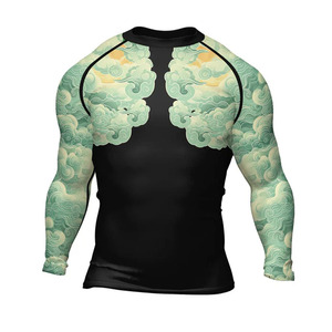 Premium Men Slim Fit Knitted <b>Compression</b> <b>Shirt</b> Sublimation Print Gym Workout Moisture Wicking Lightweight Long Sleeve - Product Image 2