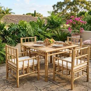 Silla de Bambú Hecha a Mano, Ecológica, con Cojín para Jardín, Patio o Cafetería - Product Image 6