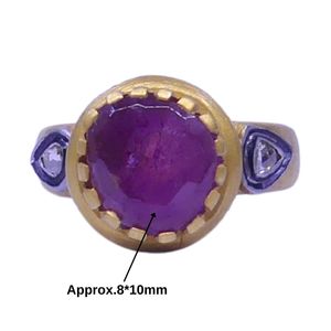 Anillo Clásico de Plata de Ley 925 Chapado en Oro con Turmalina y Diamantes para Mujer, Joyería para Bodas - Product Image 3