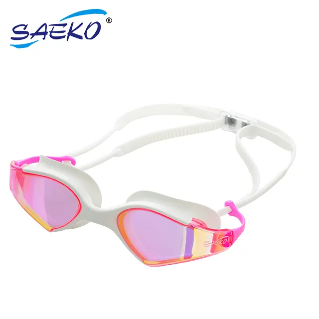 SAEKO mulheres moda espelho UV 400 CE ISO 18527-3:2020 ampla visão de água aberta óculos de natação ao ar livre