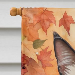 Chat balinais feuilles d'automne grand porche manchon pôle décoratif cour bannière illustration multicolore Polyester maison tenture murale chat drapeau - Product Image 3