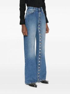 High Waist Wide Leg Denim <b>Jeans</b> Women Full Length Stonewashed Cotton Casual Loose Fit <b>Button</b> Front Solid Color Spring Style - Product Image 2
