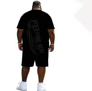 Fashionable Men's Casual Classic Two-Piece Sets <b>T</b>-<b>Shirt</b> Shorts <b>Quirky</b> Solid Print 100% Cotton Knitted Black White Contrast - Product Image 2