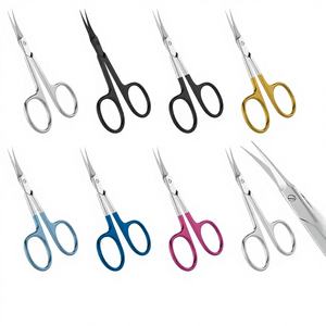 Ciseaux à cuticules à lame longue et incurvée, pour droitiers, en acier inoxydable, durables, NOUVEAU, couleurs magnifiques, écoresponsables - Product Image 1