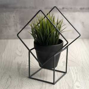 Support de Plante Moderne en Fil Métallique Arqué, Pot en Céramique Rond Blanc, Base Minimaliste pour Plantes Succulentes et Cactus, Présentoir de Table - Product Image 6