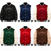 Blousons universitaires en satin d'hiver pour hommes et femmes, personnalisables avec logo, doublure matelassée légère, style Letterman Bomber Streetwear – Vente en gros