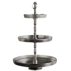 Support à cupcakes en aluminium fait main à 2 niveaux, décoratif, en métal argenté, rond, avec poignée en anneau, plateau de service pour desserts - Product Image 4