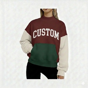 Sudadera de Forro Polar con Cuello Alto para Mujer, Diseño Personalizado, Holgada, Antiarrugas, de Secado Rápido, Transpirable, Suave, de Poliéster/Algodón - Product Image 2