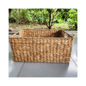 Premium Cattail Basket Biodegradable Woven Storage Bin Iron Frame Open Closet Organizer Bulk Wholesale Export Price Base - Product Image 4