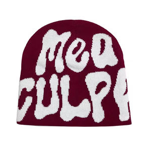 Gorro de Punto Acrílico Jacquard con Letras 'Mea', Versátil para Hombre y Mujer, para Otoño e Invierno, Ideal para Ciclismo y Deportes - Product Image 1